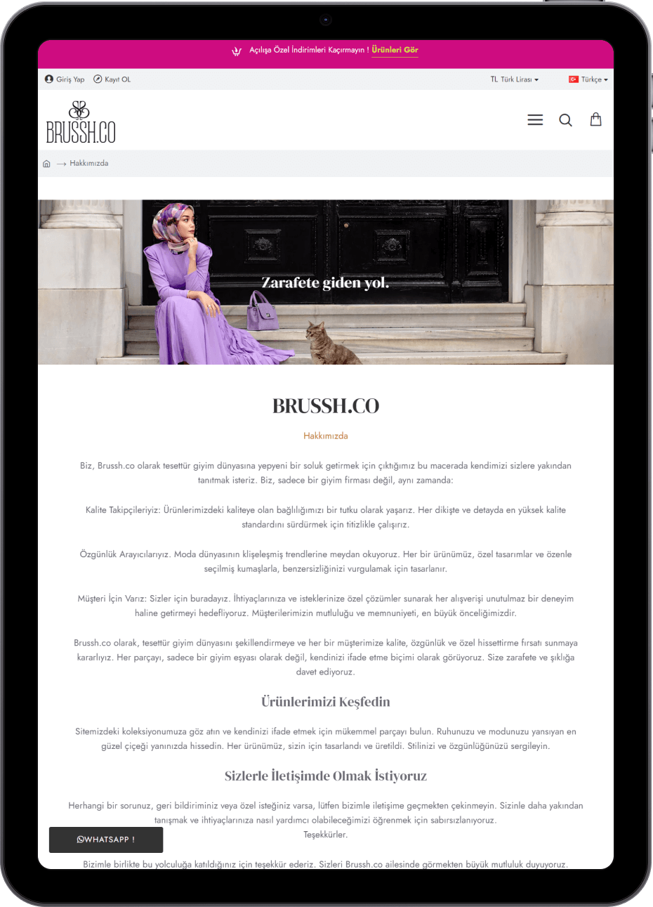 brusshco e-ticaret web sitesi