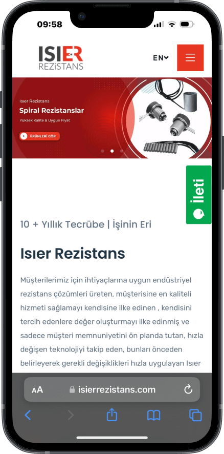 Isıer Rezistans Kurumsal web sitesi